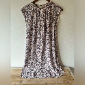 Loft Gray Pink Cream Button Down Dress Size Medium